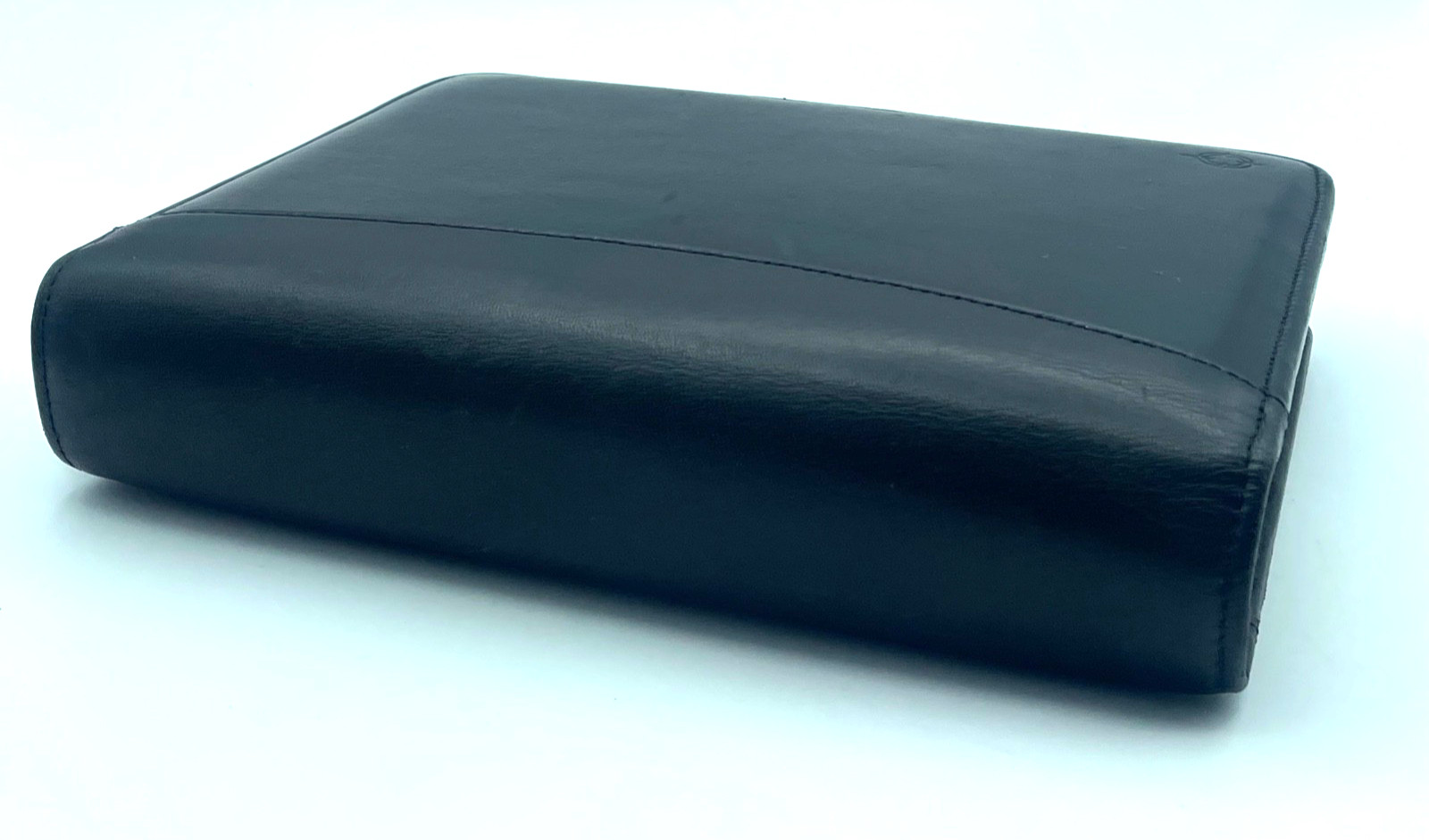 Vtg Franklin Covey 7 Ring Nappa Black Leather Zip Binder Style#CL 12215 inserts