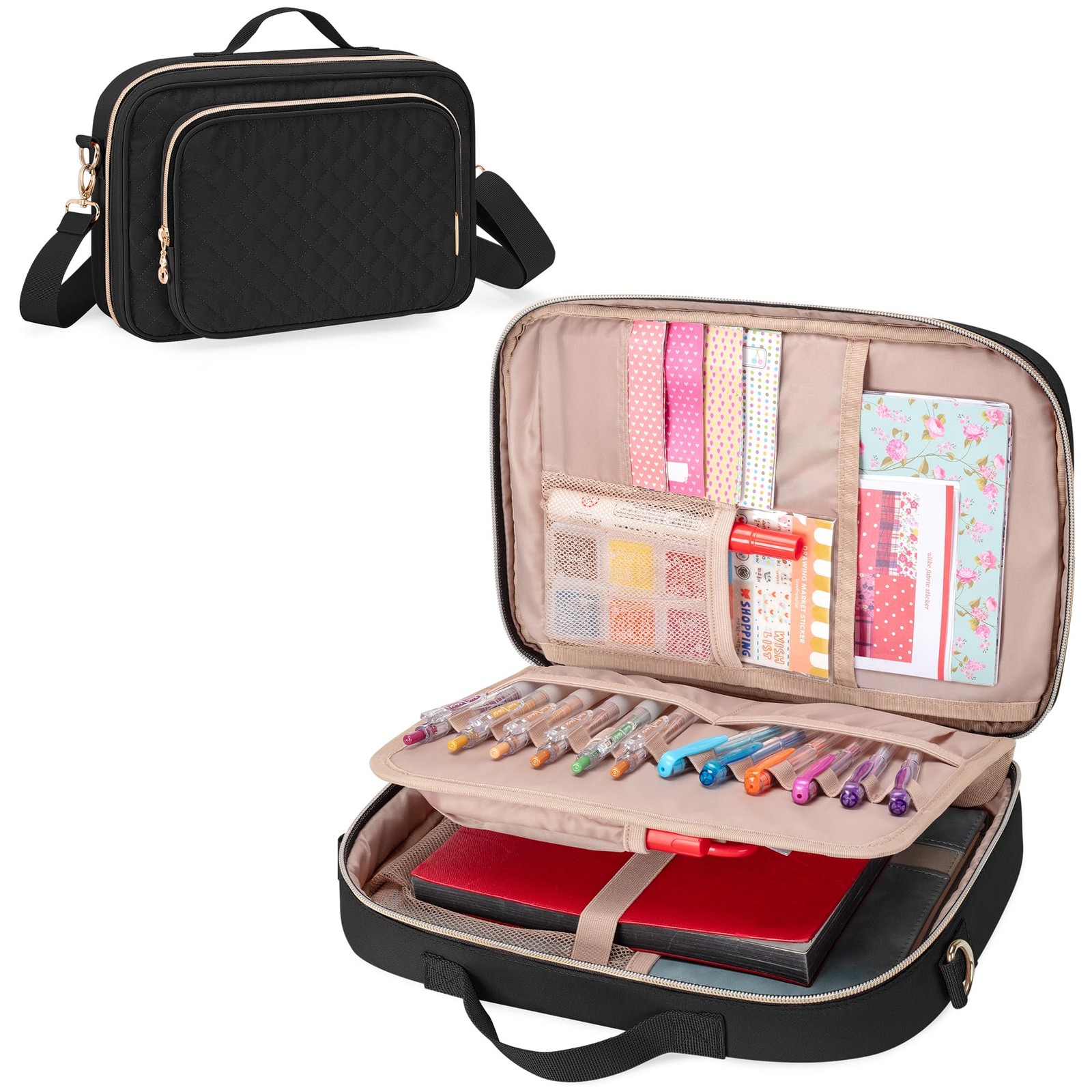 Teamoy Journal Supplies Storage Case, 12.25″x8.25″x2.25″, Black