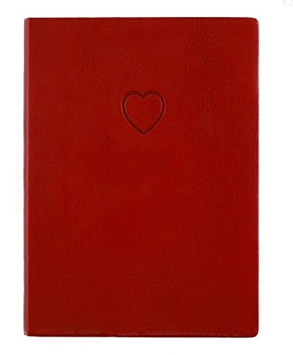 Eccolo Red Embossed Heart Writing Journal Notebook, 256 Lined Pages, Flexible