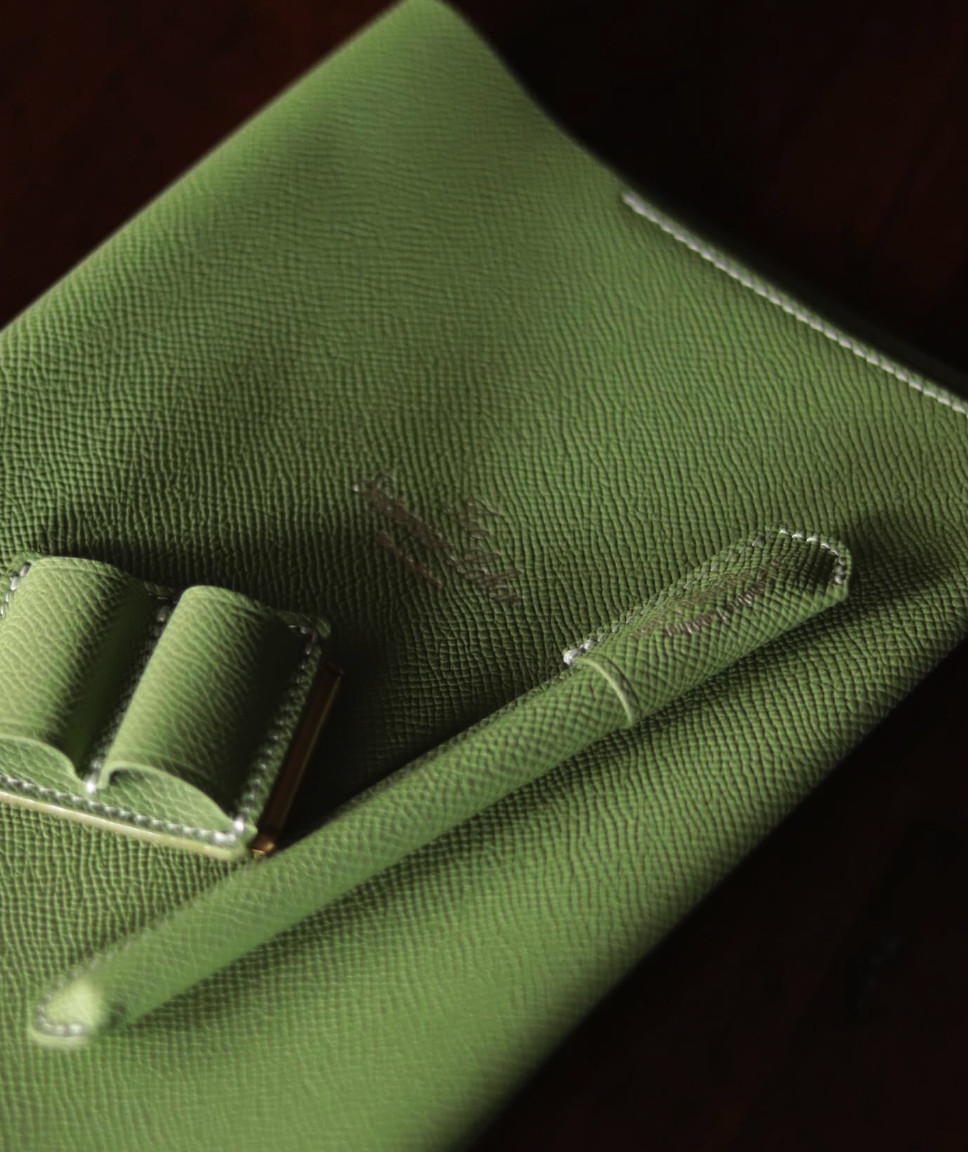 THE SUPERIOR LABOR A5 Notebook Cover Green HAAS Embossed Calfskin Leather Case