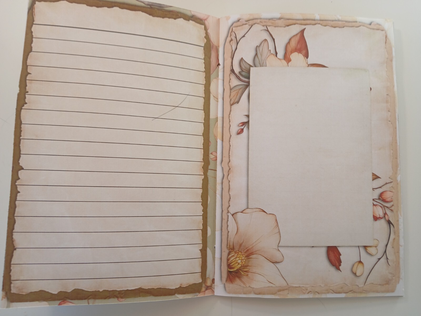 Junk Journal Blank Booklet “SOFT FLORALS” Pastel Florals LG 8.5″x5.5″ 40pgs