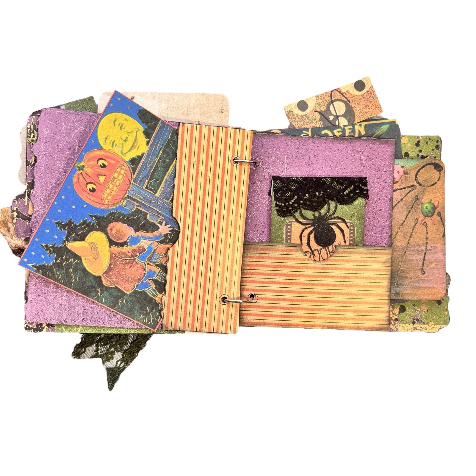 Junk Journal Halloween 6.5×6 32 Page Tags Ephemera Journaling Pumpkins Cats