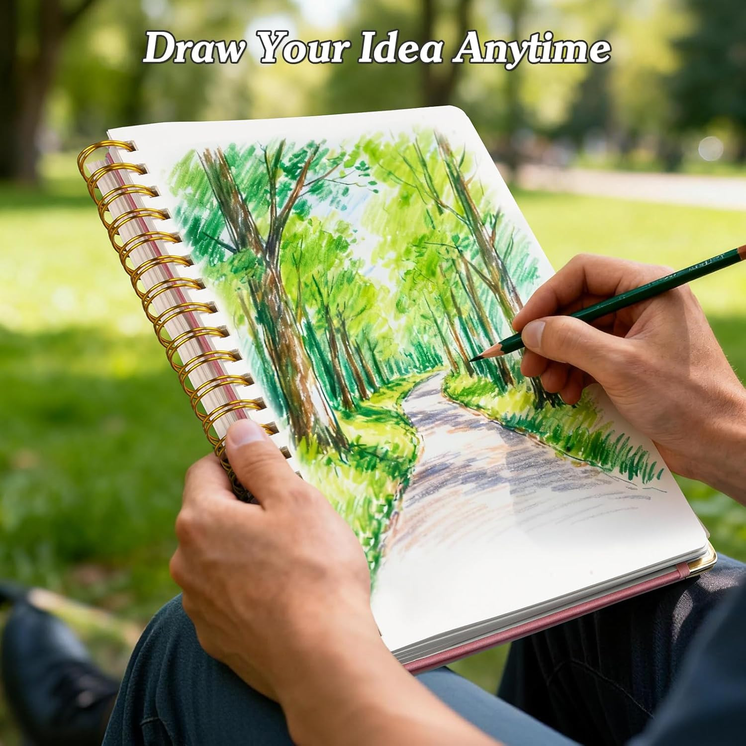 Blank Spiral Notebook: Leather Sketch Book, 300 Pages Hardcover Unlined Notebook