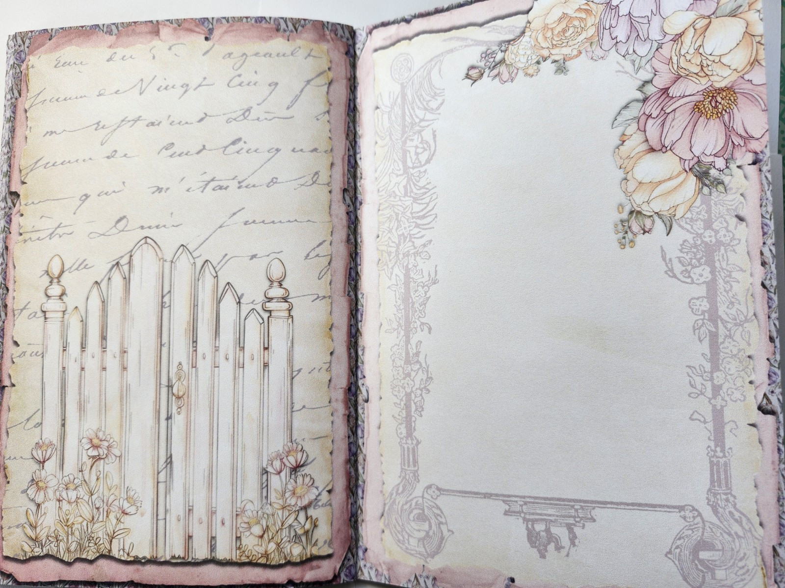 Junk Journal Blank Booklet “SPRING FLING” HANDMADE Easter Spring Florals LG 40pg