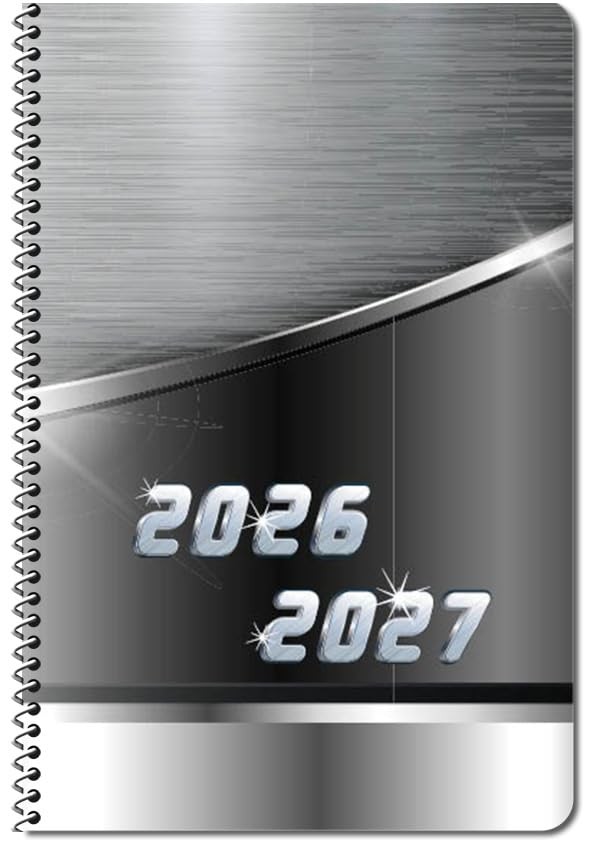 High School Student Planner 15pks – Metal Swoosh Cover 5-1/2 x 8-1/2, black