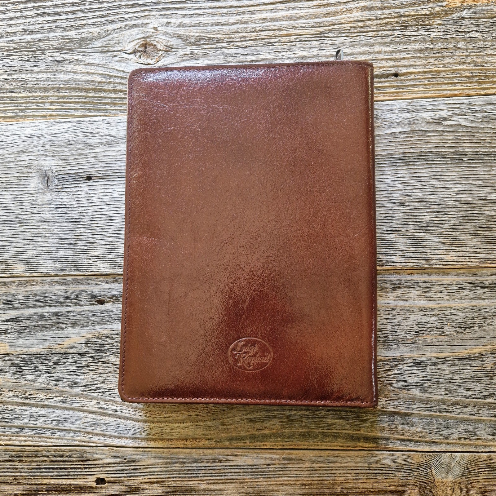 Van der Spek Luigi Raphael A5 Zip Chestnut Leather Writing Case w/ Notepad