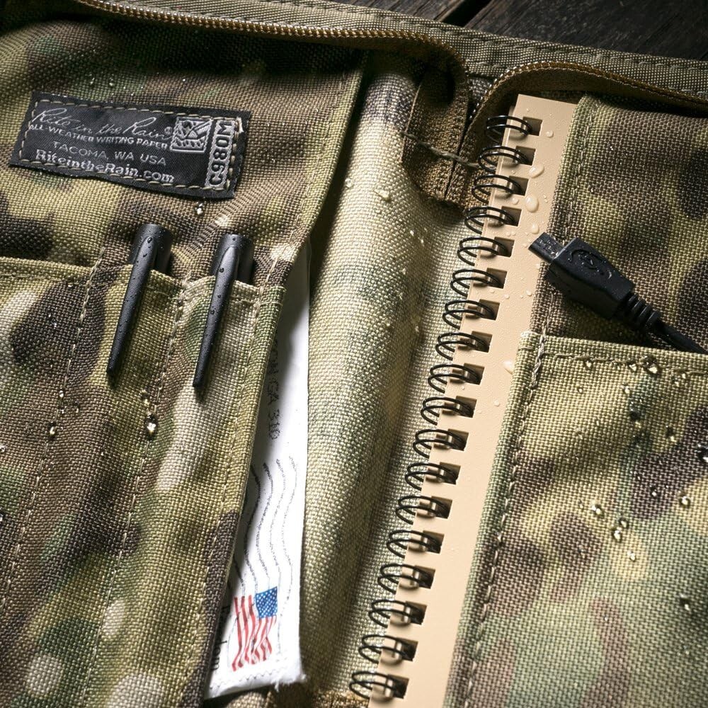 Rugged MultiCam Cordura Notebook Cover with Internal Storage – Waterproof Design