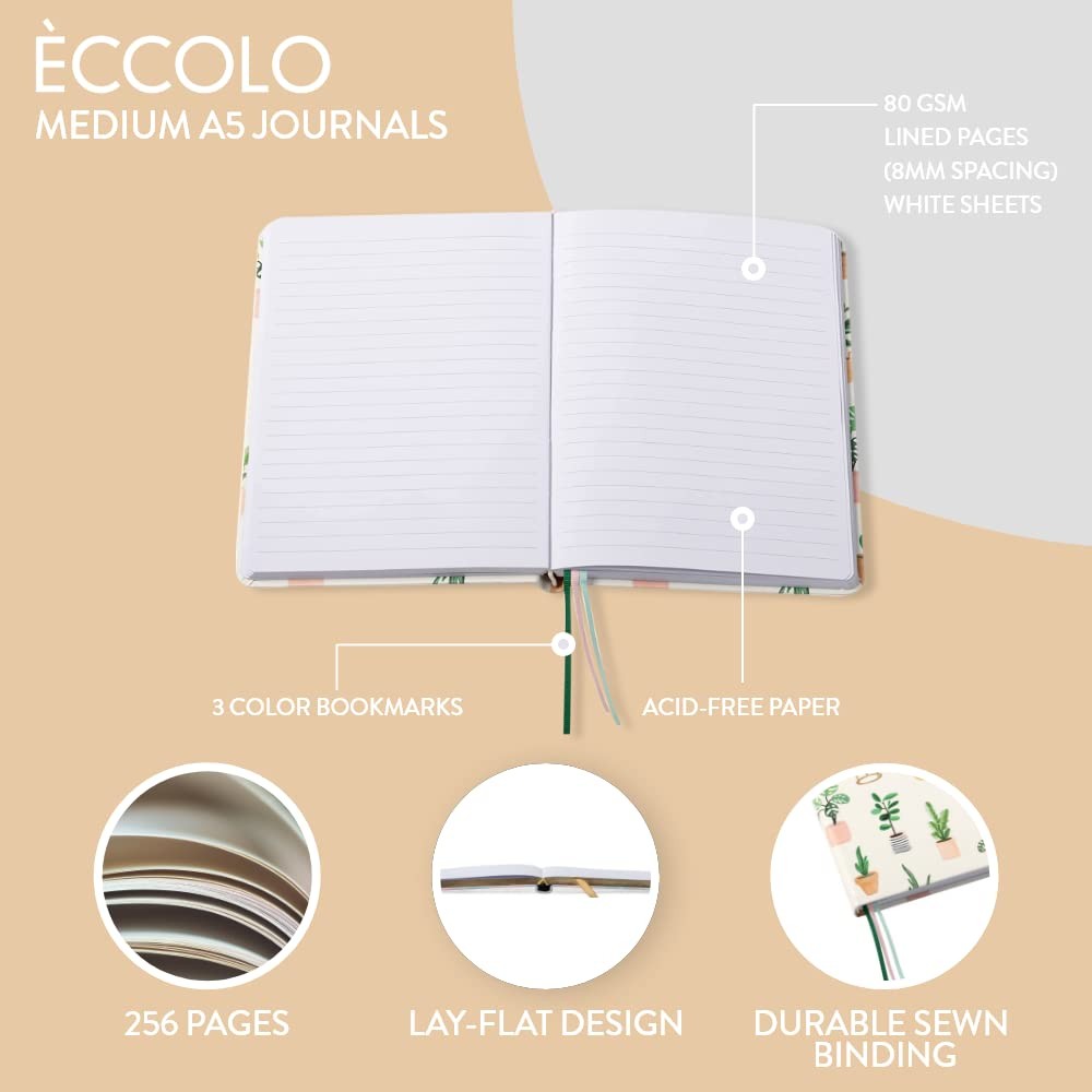 A5 Medium Succulent Notebook Flexibound Journal With 256 Pages And Ribbons