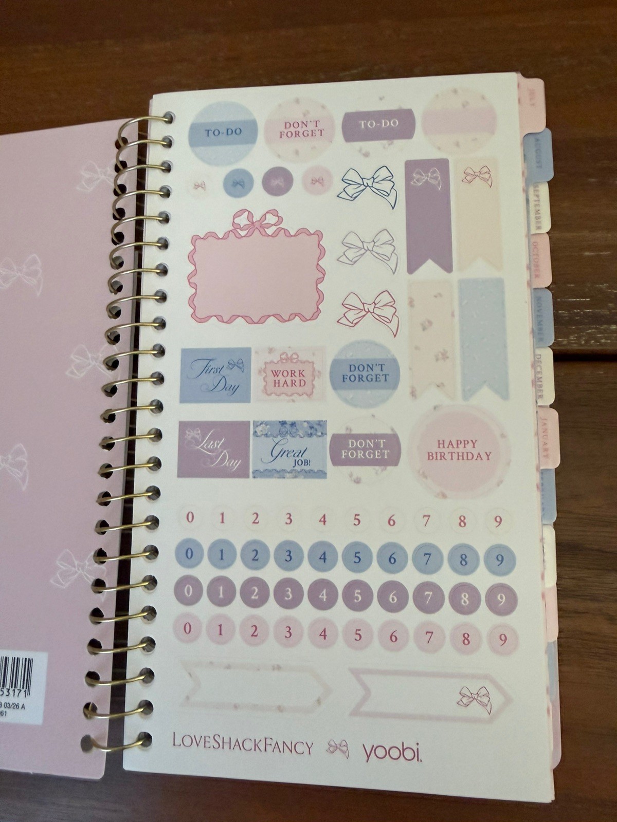 Yoobi Blue LoveShackFancy Weekly/Monthly Student Planner 2026-27 5×8 & Bow Pen