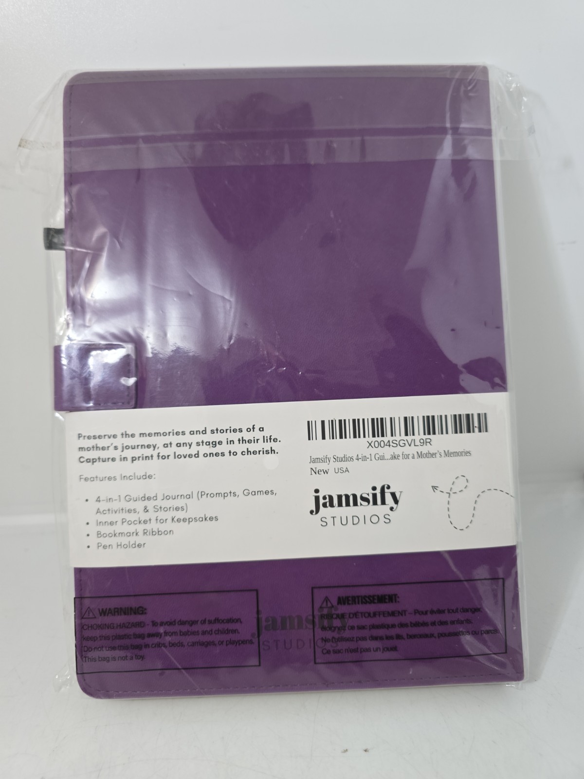 Jamsify Studios Mom’s Journal 4-in-1 Guided Journal, 500+ Prompts, Purple. C