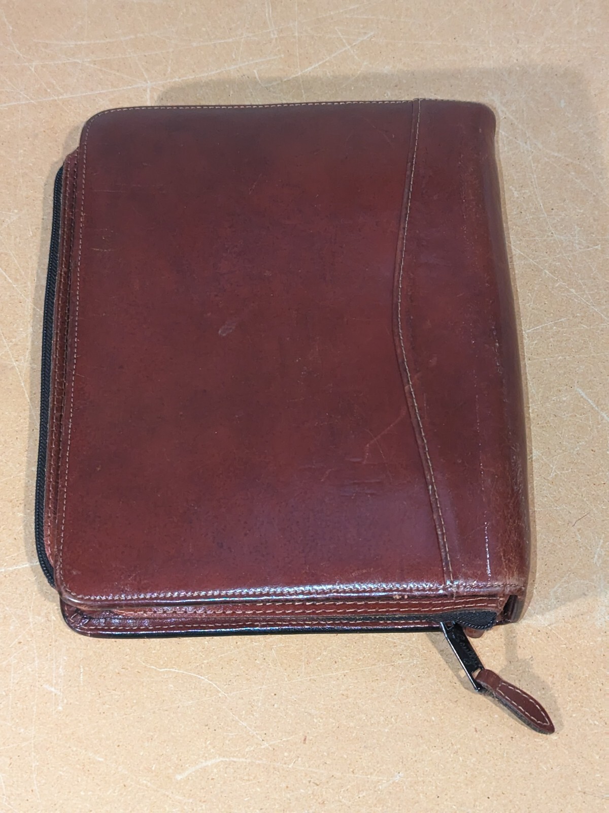 Vintage Scully leather zippered small 8X10 portfolio organizer Rustic Brown