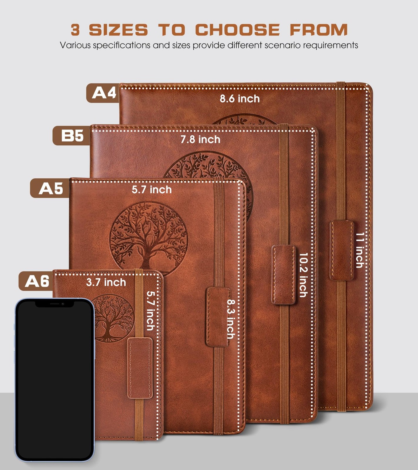 Journal Notebook A5 5.7″x8.3″ Hardcover Vintage Leather Ruled 256 Thick Pages