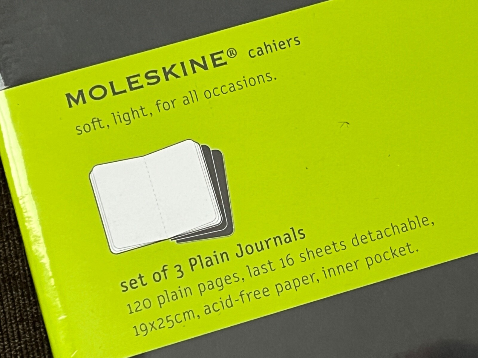 Moleskine Cahiers Set of 3 Plain Journals Black Soft Cover 7½” x 10″ – 120 Pages