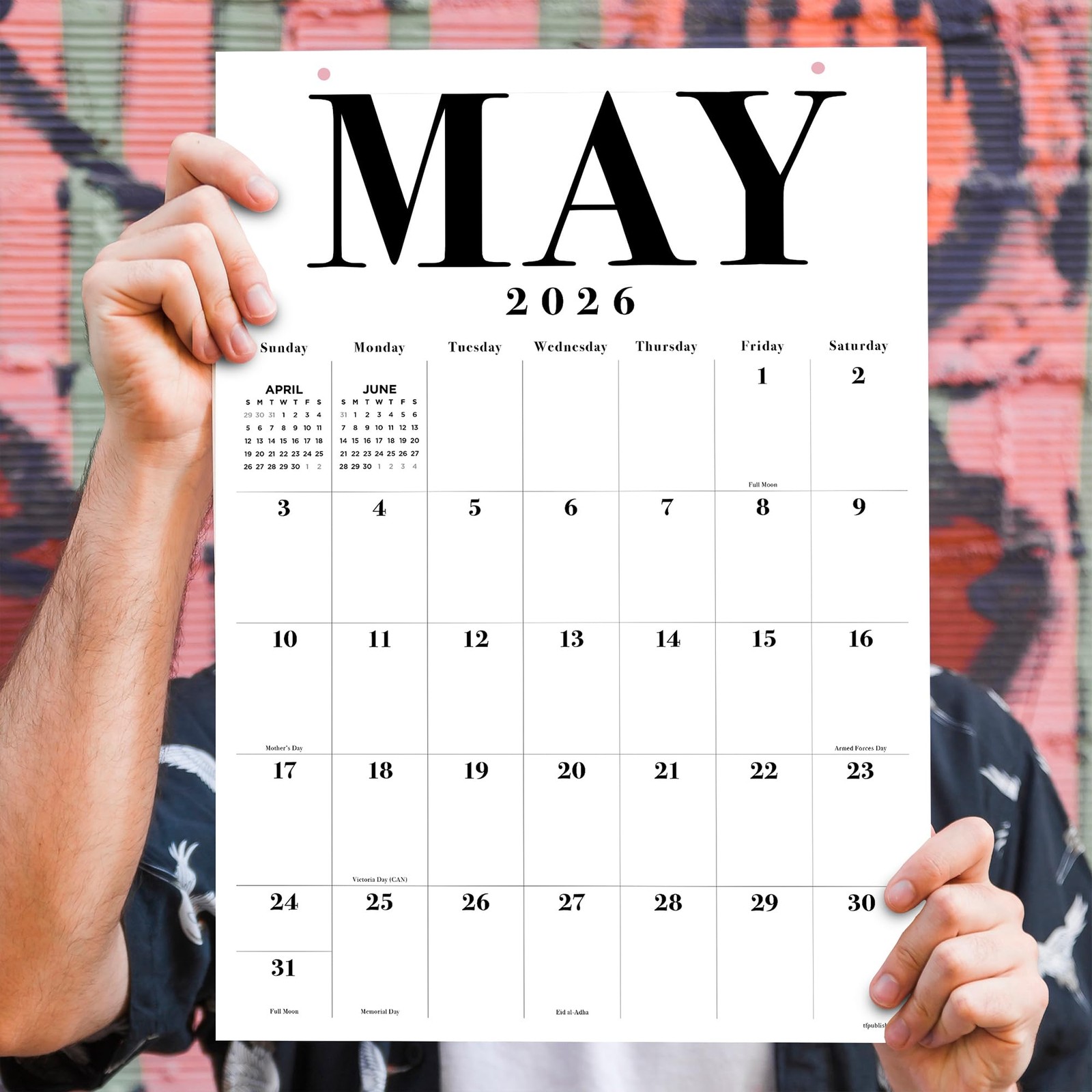 TF Publishing 2026 Medium Art Poster Wall Calendar – Vertical Wall, Black