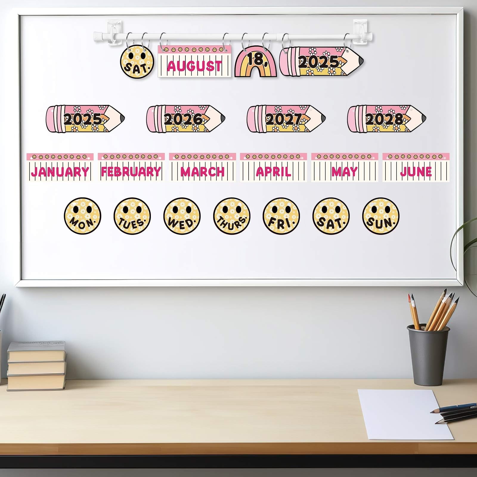 Retro Flip Calendar Bulletin Board Set Classroom 54 Date Cards Holder
