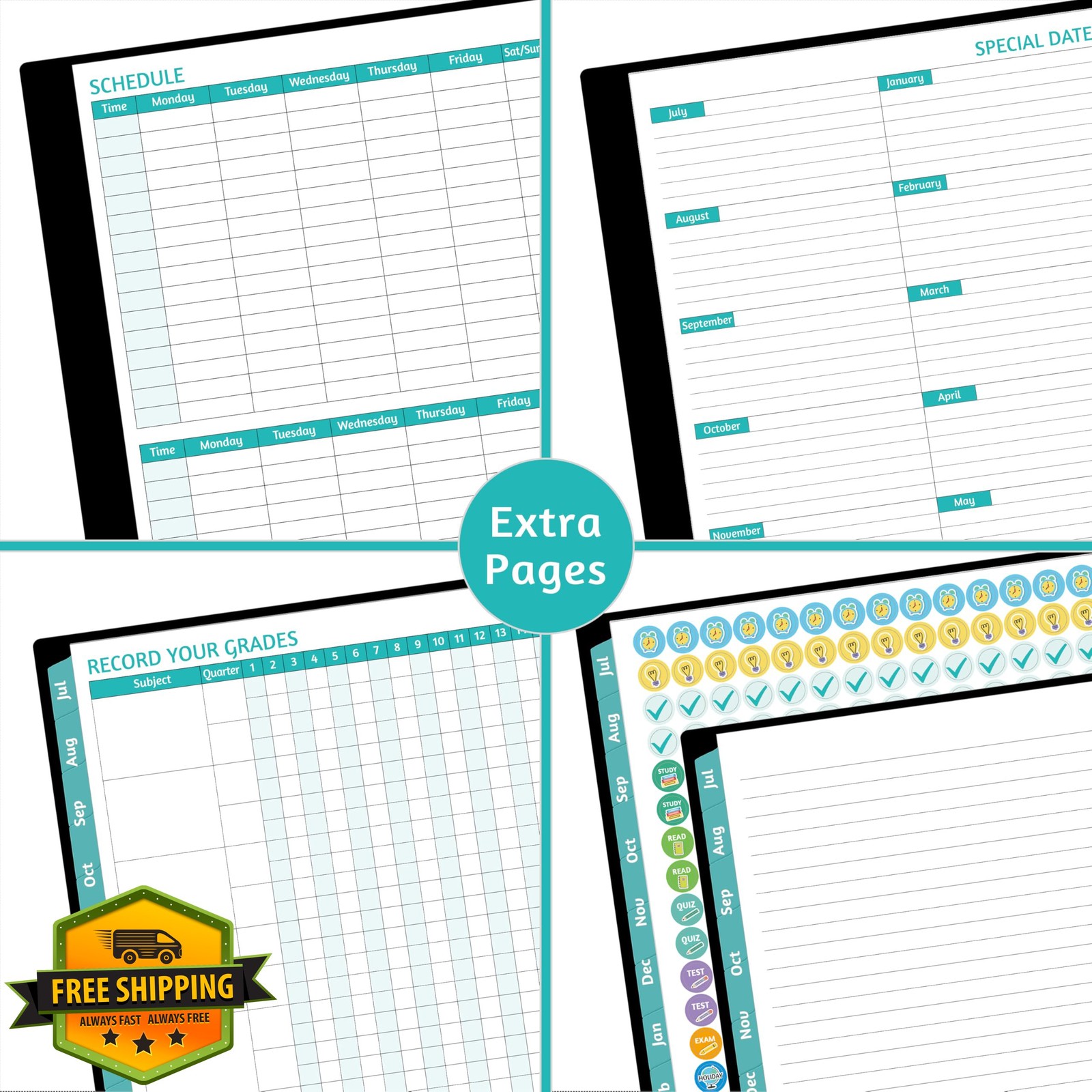 GoiUnlt Student Planner 2026-2027 Black Flexible Cover