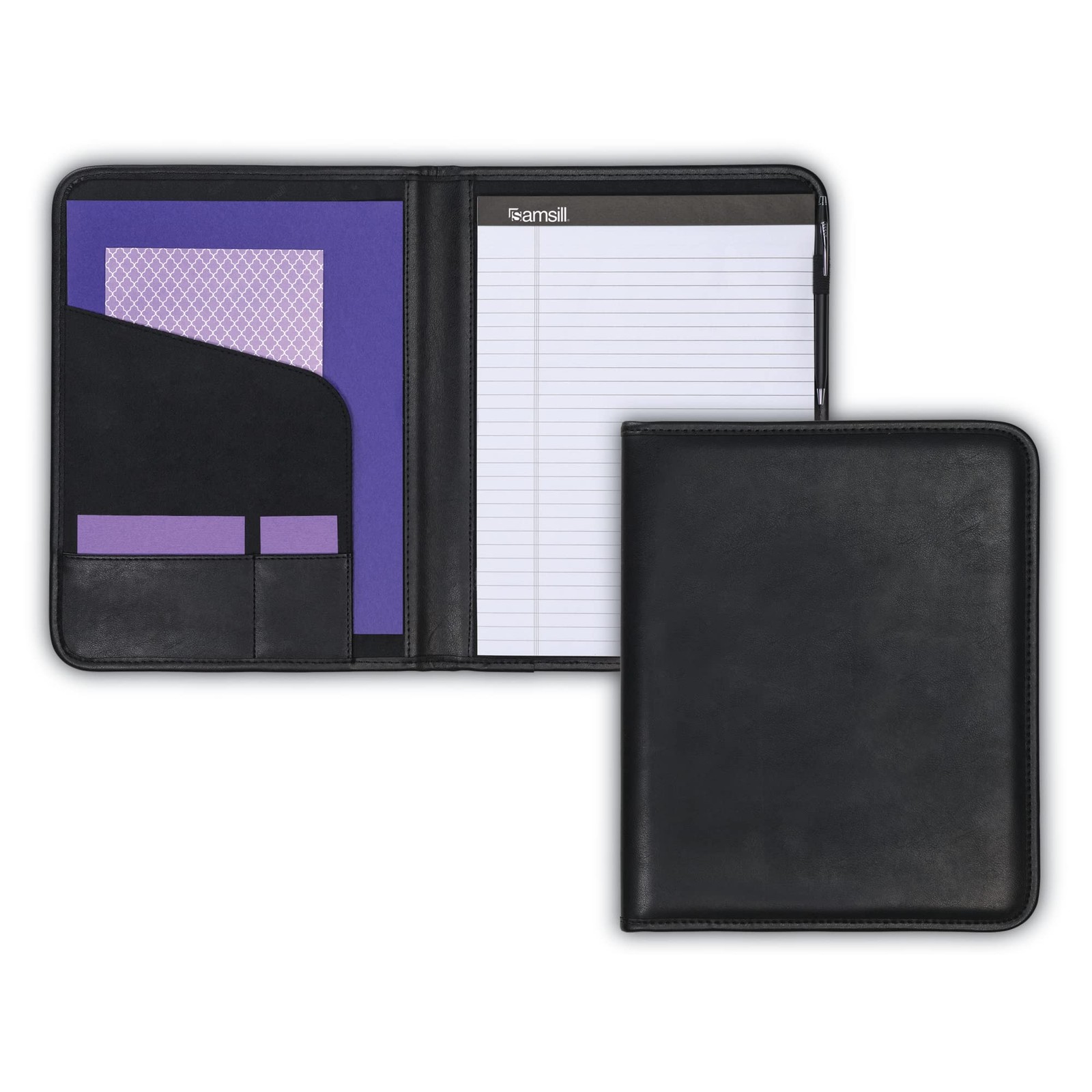 Samsill Professional Padfolio – Faux Leather Letter – 8.5 x 11 inches, Black