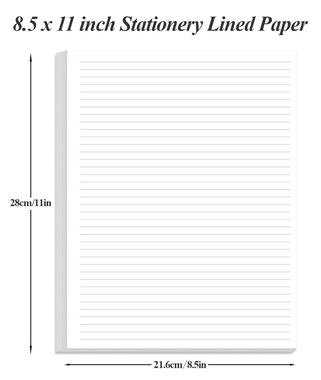 Unpunched Line Paper 100 Sheets 200 Pages Loose Leaf Refills White 8.5×11 Inch