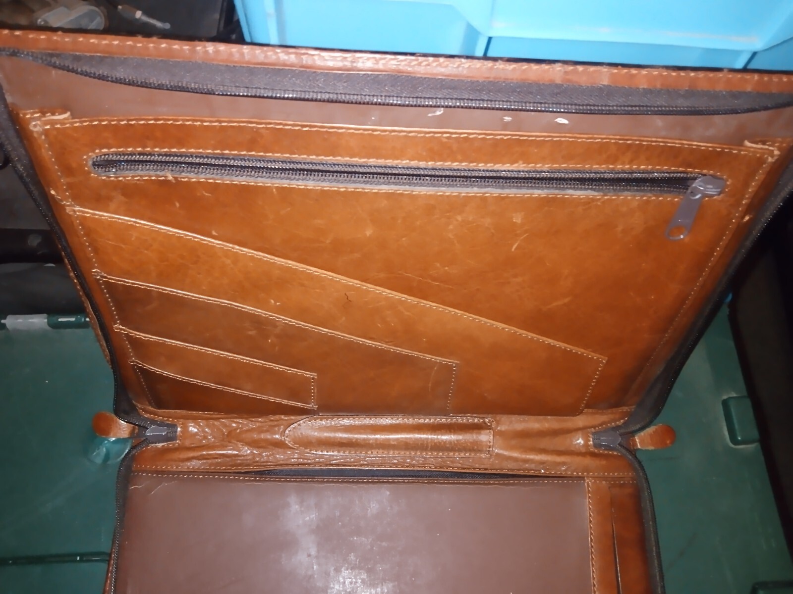 Vintage Tumi Desk Agenda Planner Organizer Notepad Brown Leather Stitched Zipper