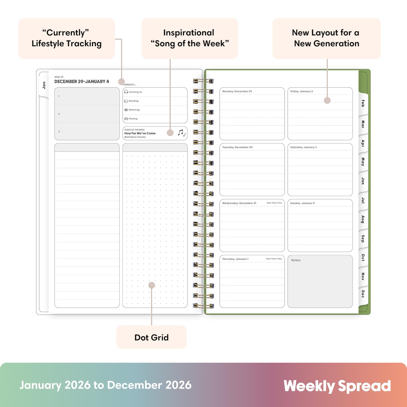 Gen Z 2026 Weekly and Monthly Planner Calendar, January 2026 – December 2026,…
