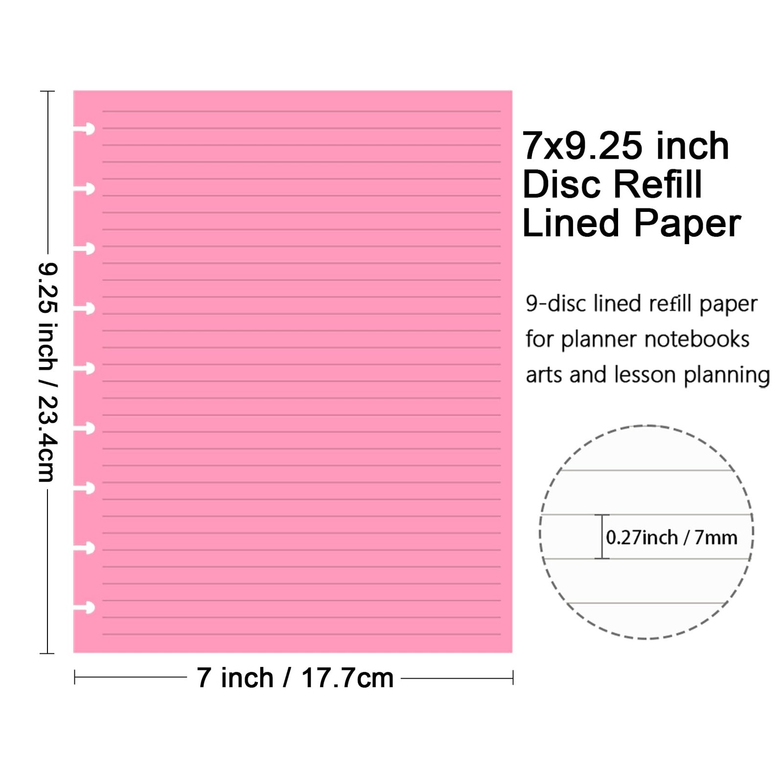 9 Disc Lined Refills for Happy Planner, 110 Gsm Color 100 Sheets,