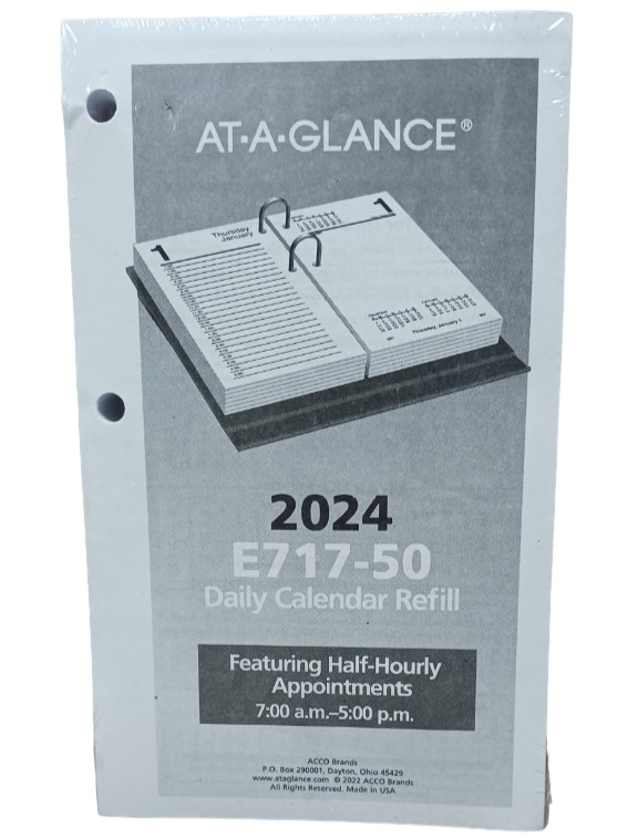 2024 Daily Office Desk Calendar Refill AT-A-GLANCE 3-1/2″ x 6″ Loose Leaf E71750