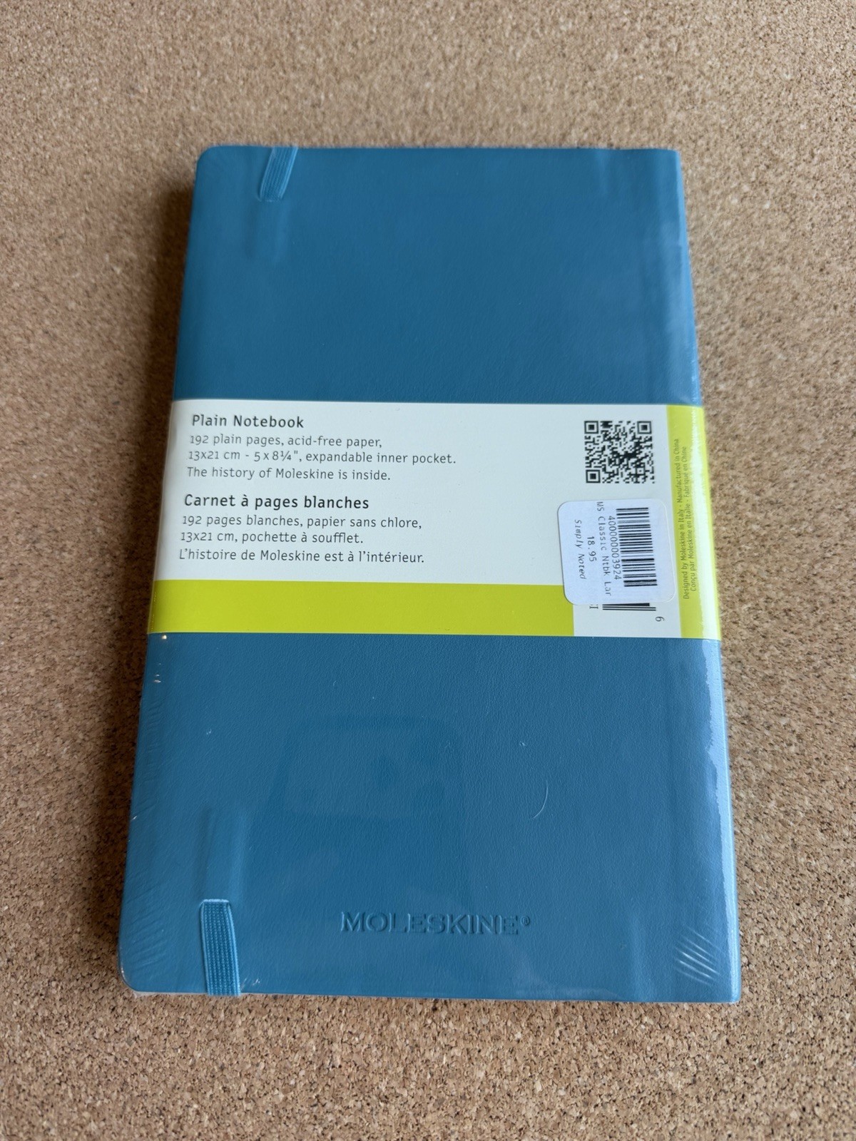 Moleskine Classic Notebook Soft Cover Large (5 x 8.25″) Plain/Blank Reef Blue