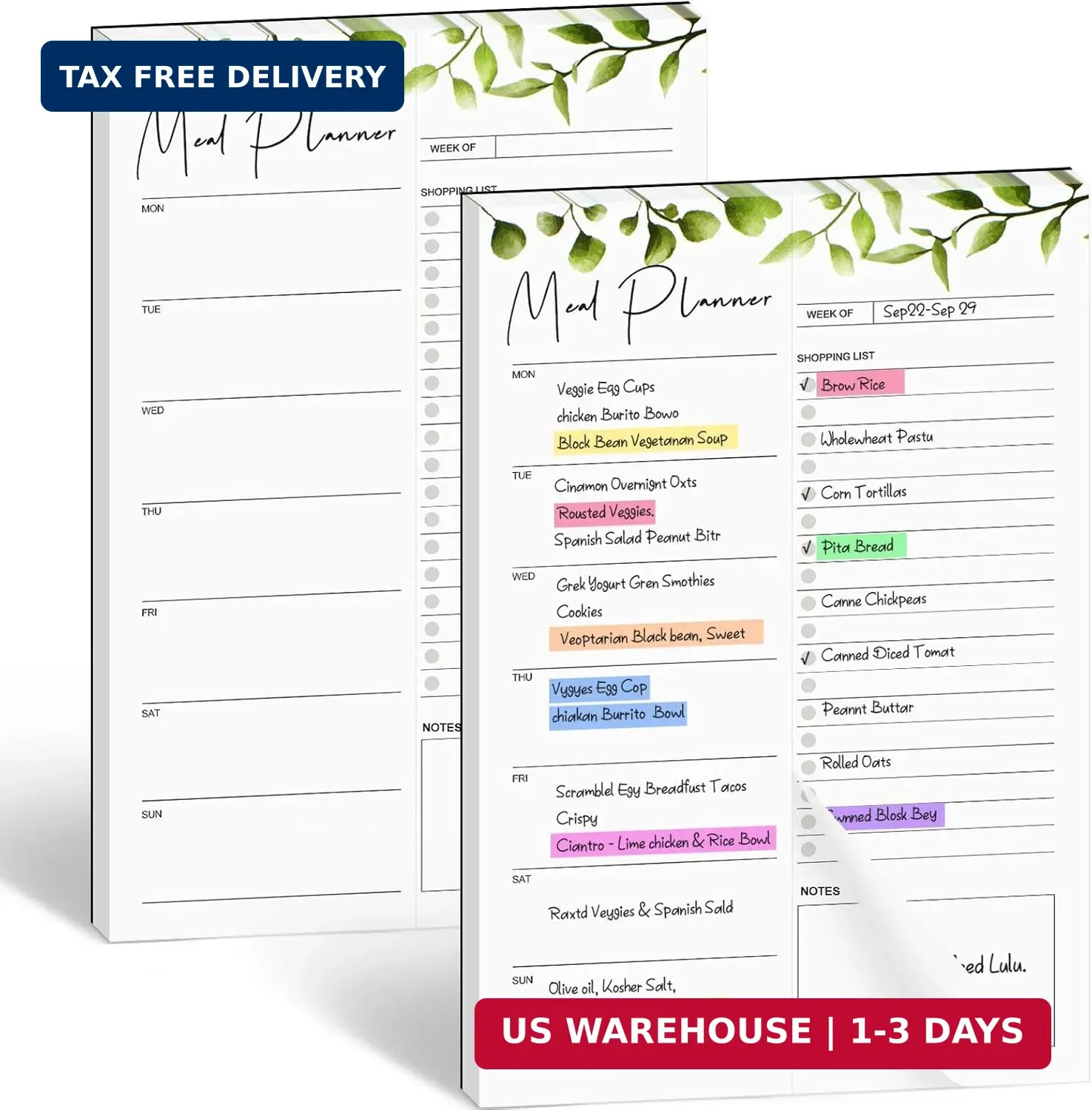 Joyberg 2 PCS Weekly Meal Planner Magnetic for Fridge 8.3×5.5″, Undated Meal Pla