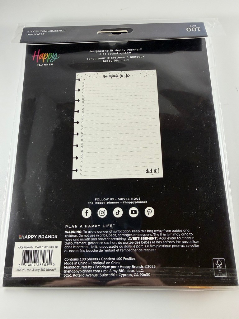 The Happy Planner Classic “So Much To Do” Block Pad 100 sheets Plus Extras