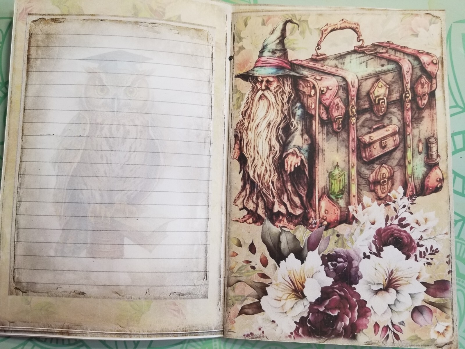 Junk Journal Booklet “WIZARD SCHOOL” Vintage HANDMADE Cards, Pockets, Ephemera,