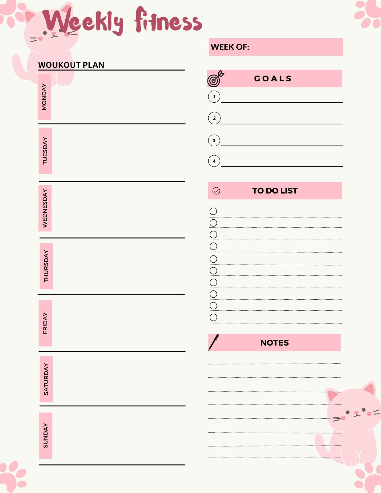 Digital Planner | Daily, Weekly, Monthly Fitness Goodnotes iPad Planner Pdf