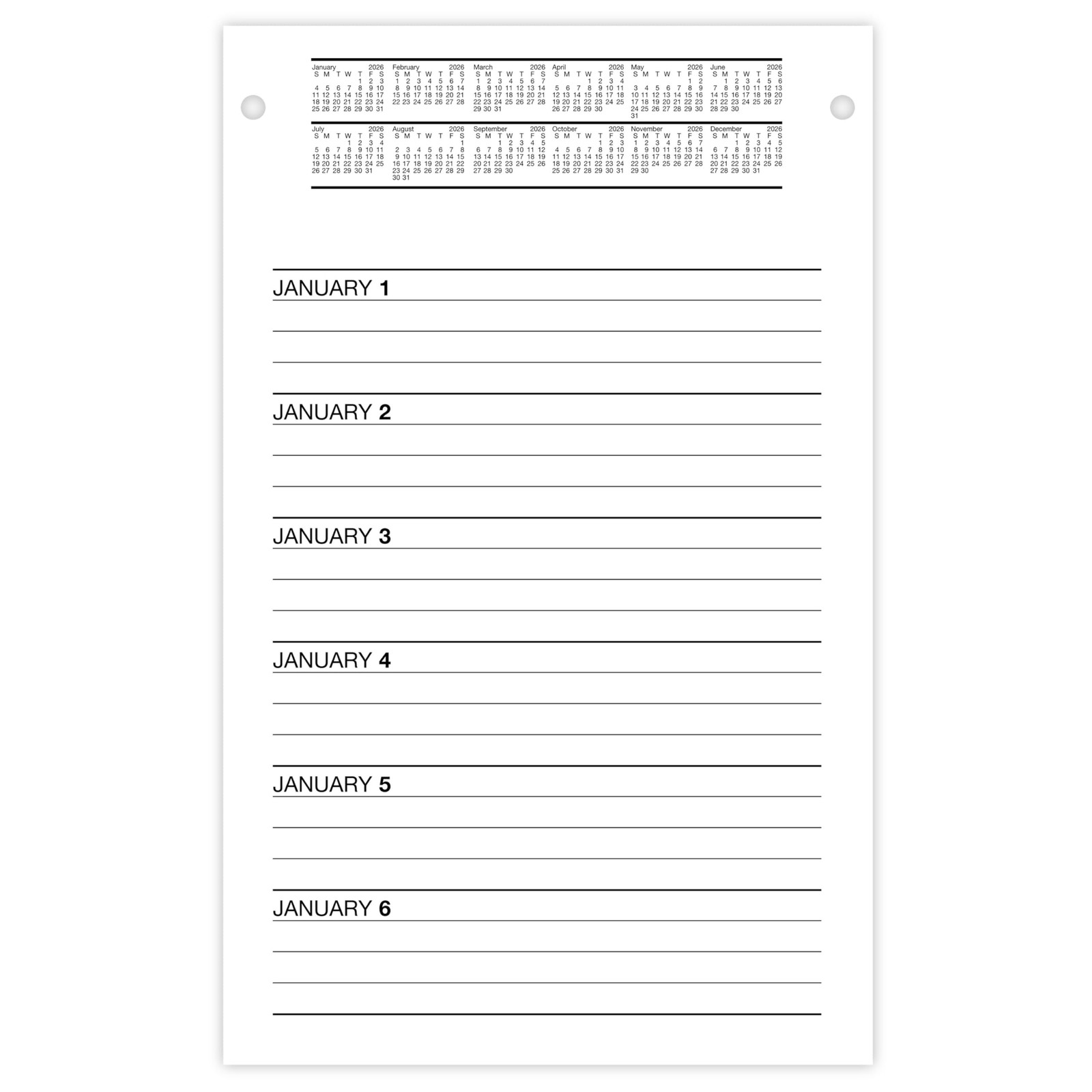 AT-A-GLANCE 2026 Desk Calendar Refill, Daily, Desk Pad Refill, 5″ x 8″, Large…
