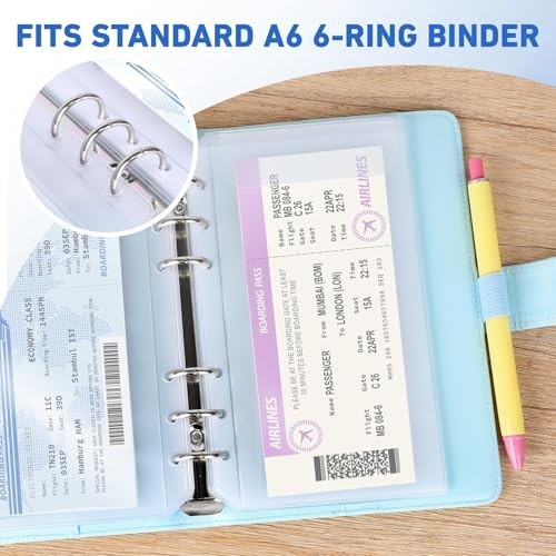 A6 Binder Pockets 12 Pack 6 Hole Cash Envelopes Budget Money Organizer PVC