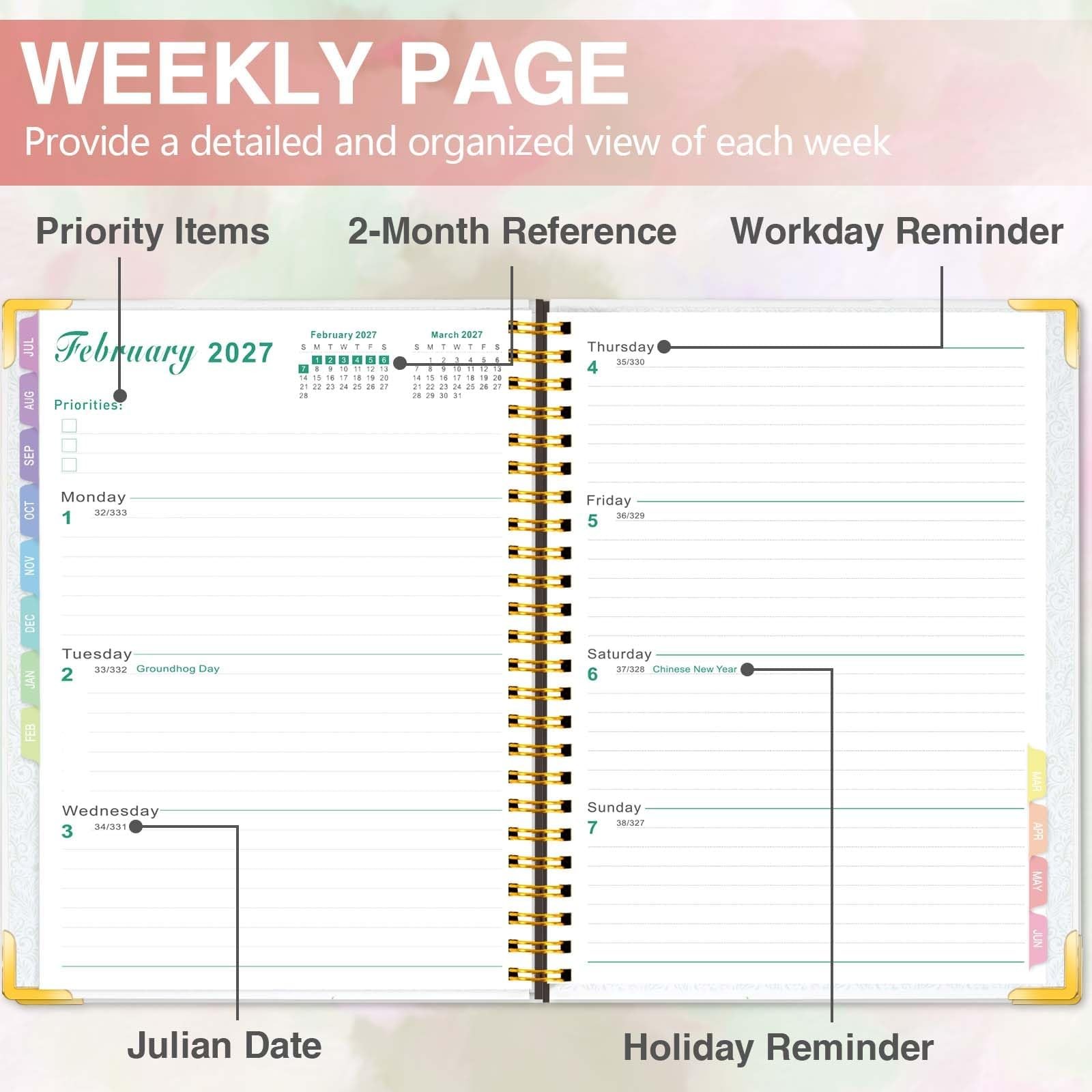 GuassLee Academic Planner 2026-2027 form July 2026 to June 6.1″×8.4″, Yellow