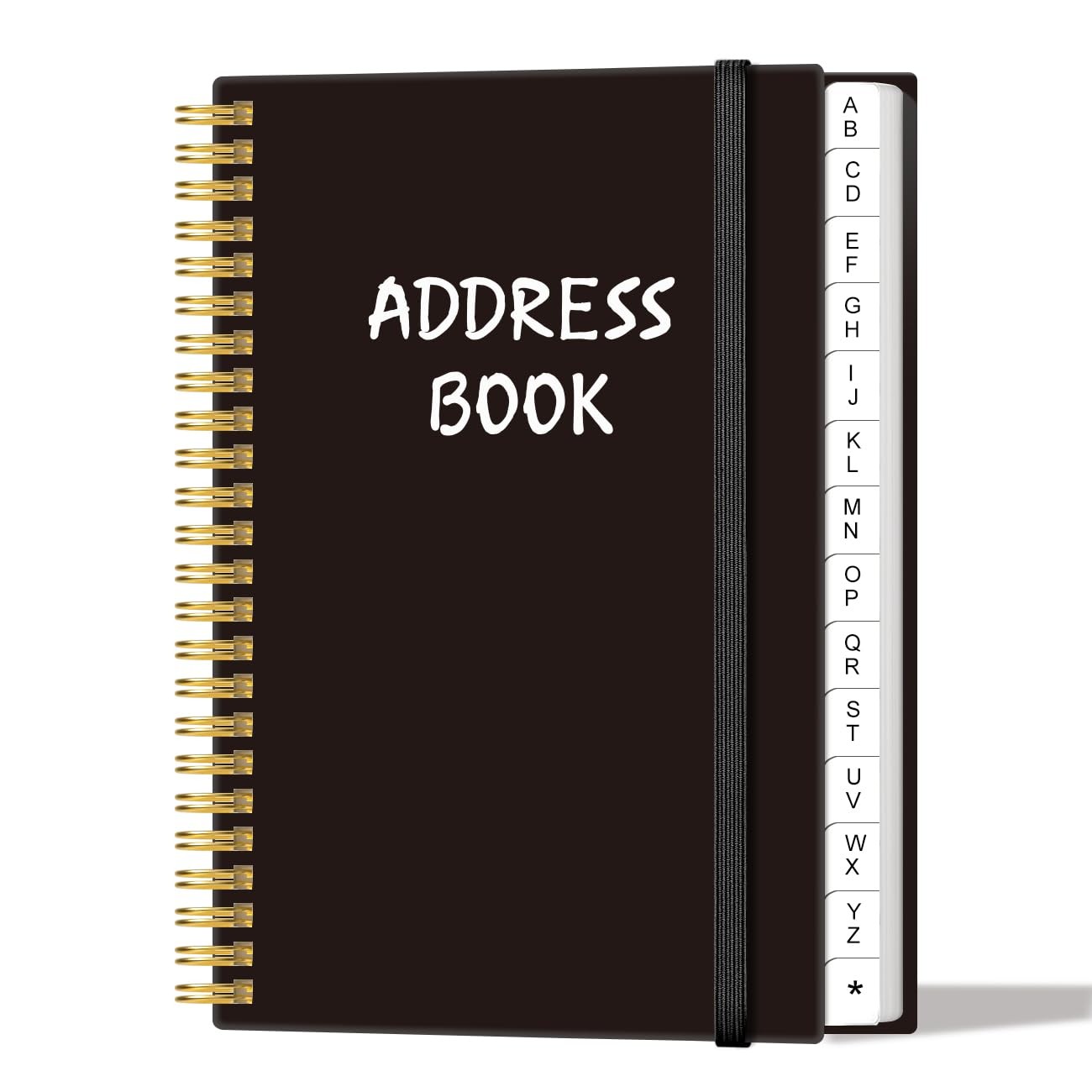 Address Book with Alphabetical Tabs, Contacts, Special Dates, 4.3″ x 6.2″, Black