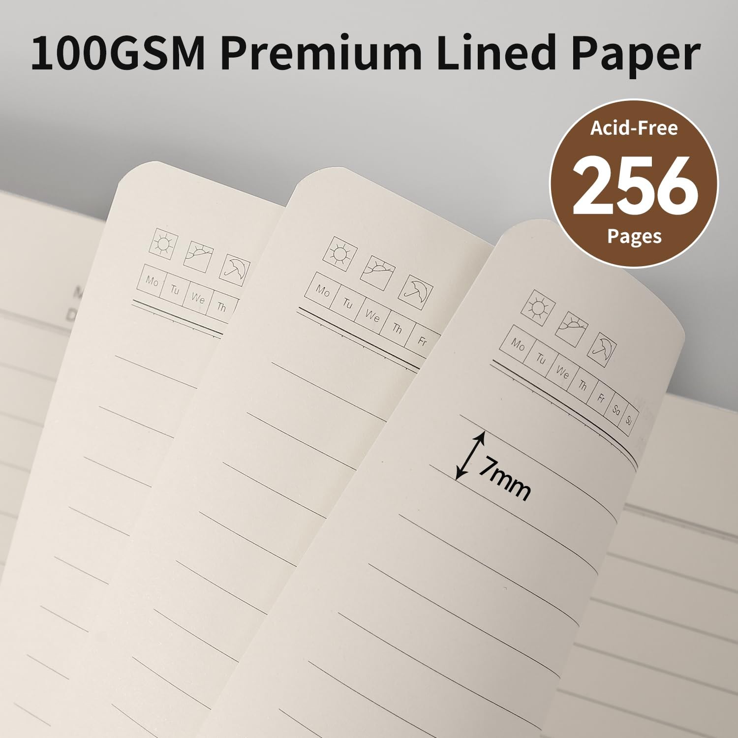 Lined Journal Notebook,256 Pages,A5 Size (5.7” x Lined-A5, Khaki