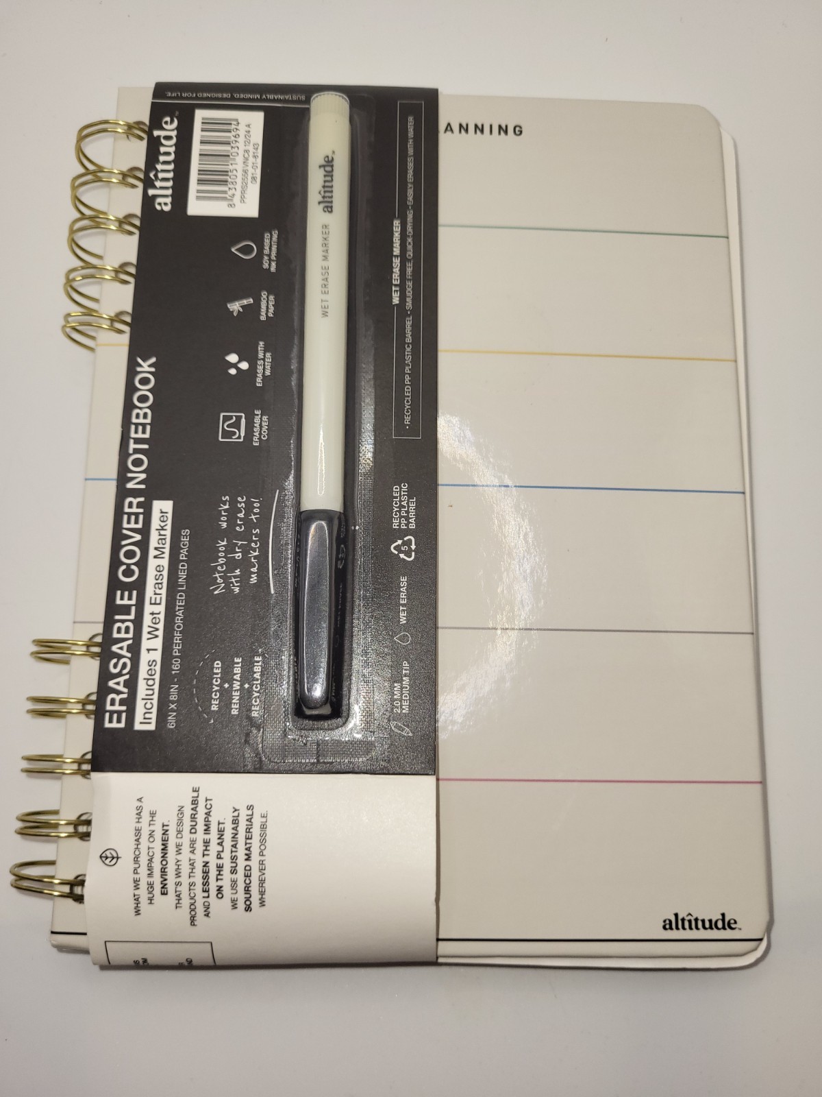 altitude Erasable Cover Notebook Weekly Planning Wet Erase Marker Perforated