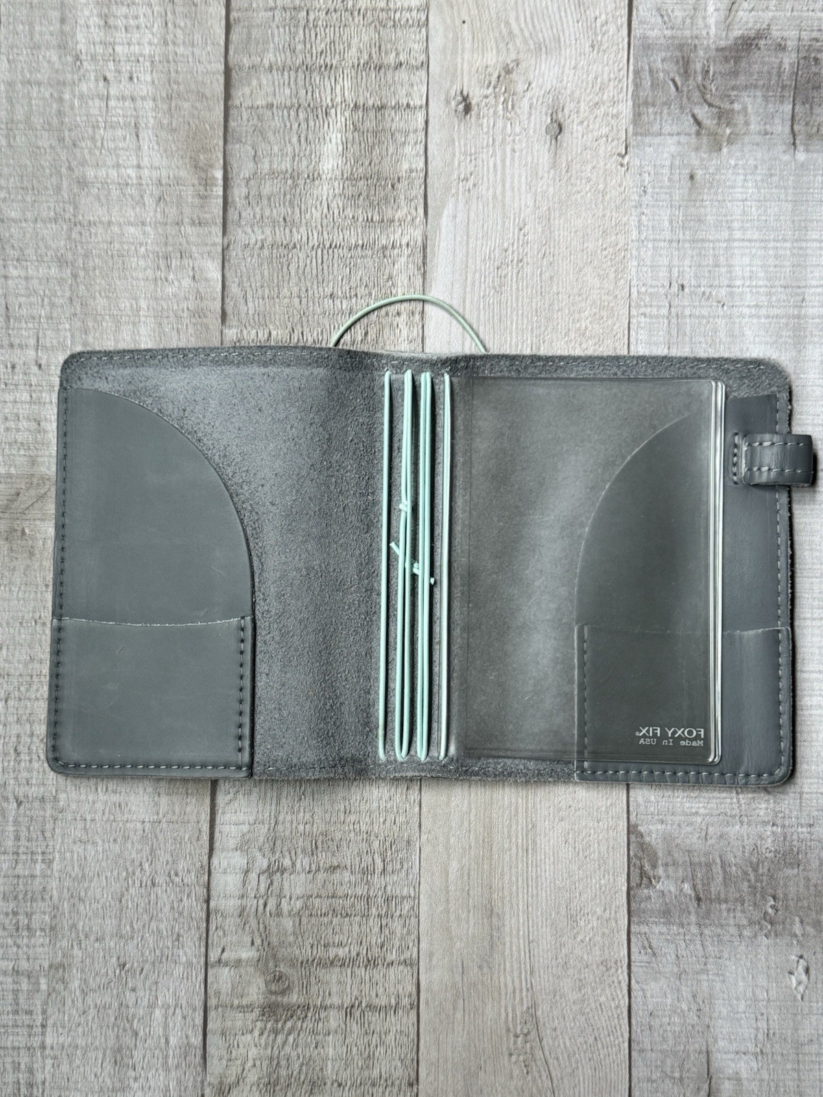 Foxy Fix Passport TN Grey Leather Traveler’s Notebook Holographic Accents