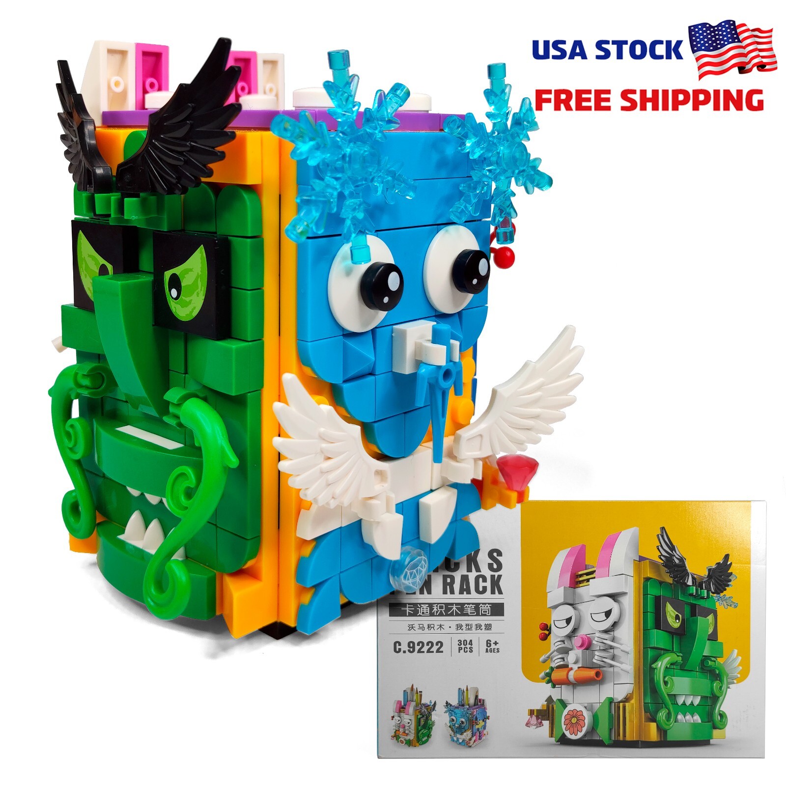 LEGO COMPATIBLE 4 Faces Pen Rack Holder Bricks Building Blocks Set [304 pcs]