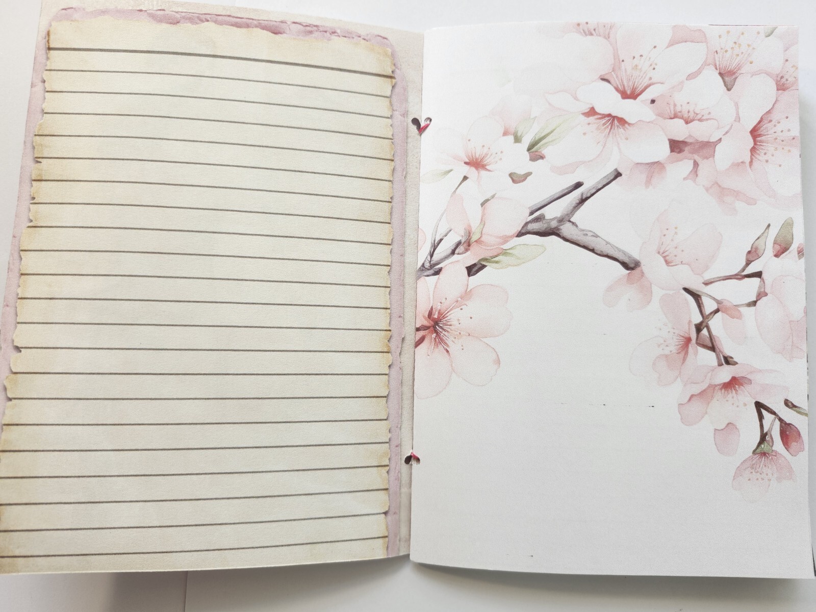 Junk Journal Blank Booklet “JAPANESE CHERRY BLOSSOMS” Handmade LG 8.5″x5.5″ 40pg