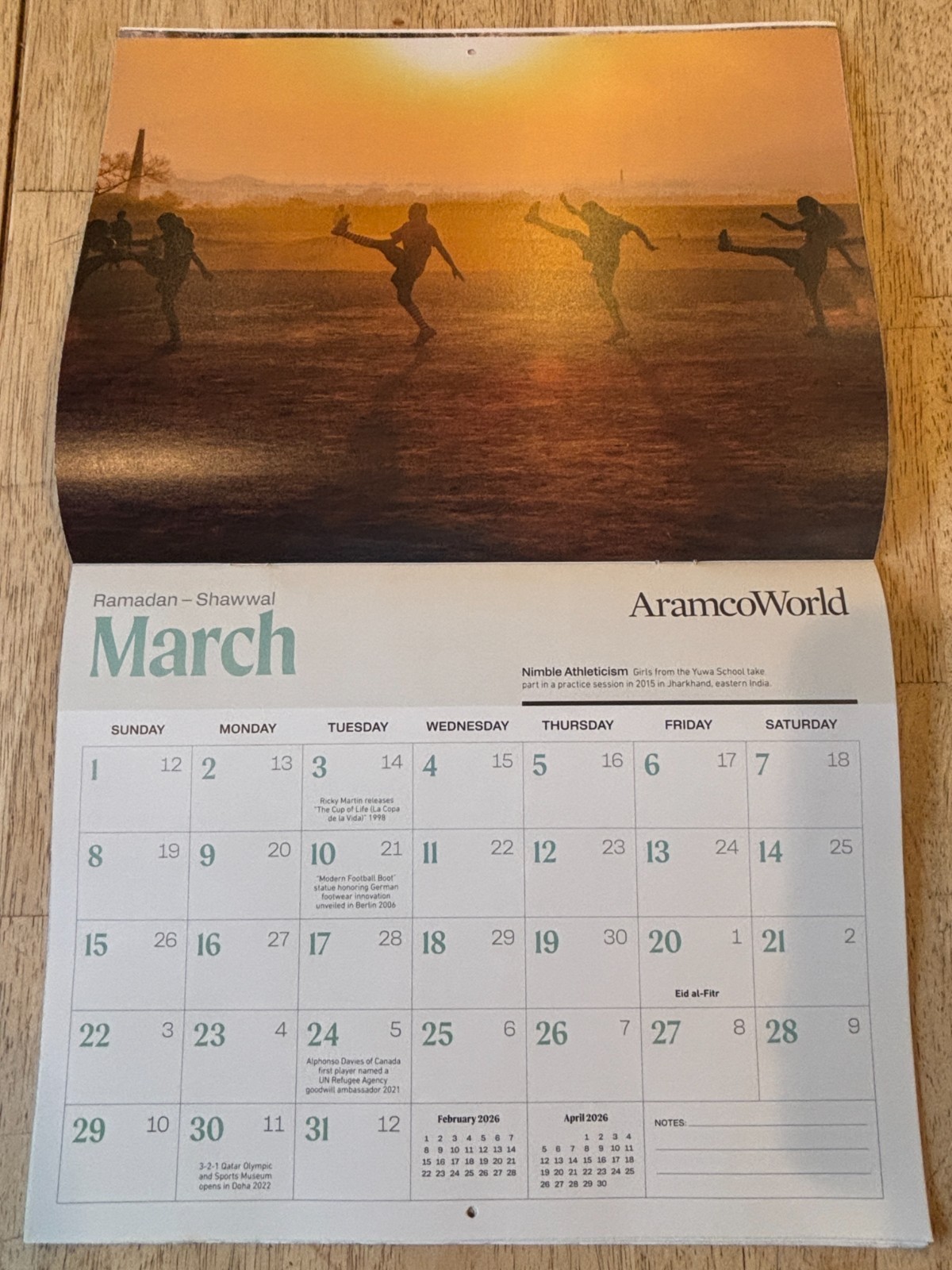 Aramco World- Football is Life- 2026 Gregorian Wall Calendar – Hijri 1447 – 1448
