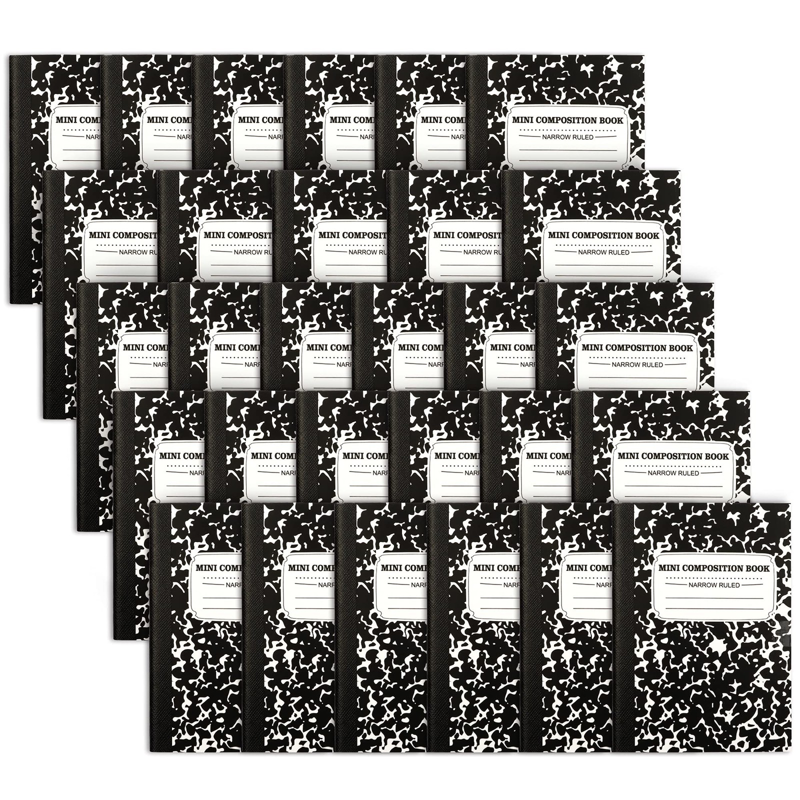 feela Mini Composition Notebook, Cute 30 Pack Black Narrow M, 30