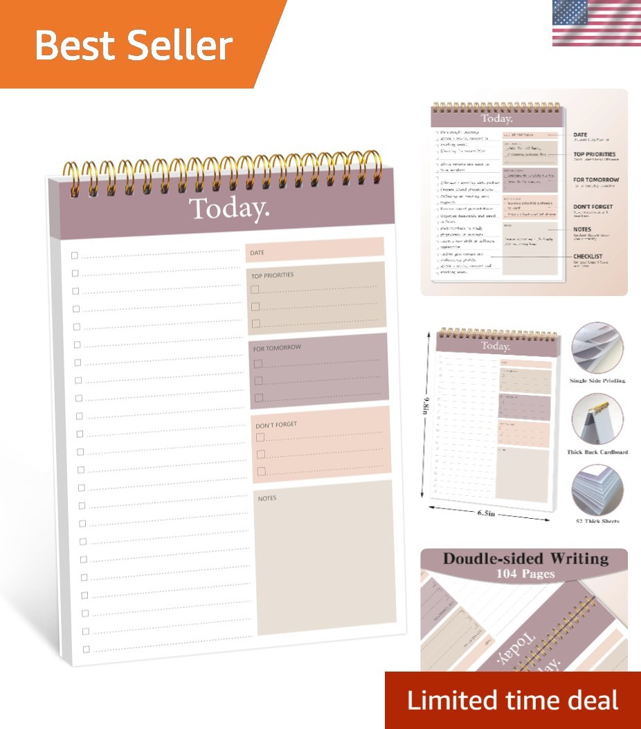 Daily Planner Notepad with PVC Cover – 52 Undated Pages for All Users