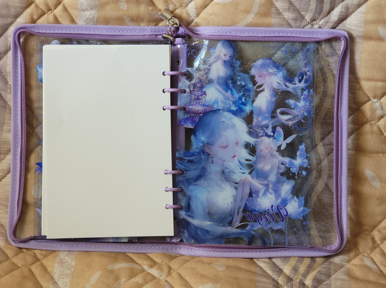Virgo Zodiac Themed A5 Shaker Notebook with Waterproof Purple Protector Cover