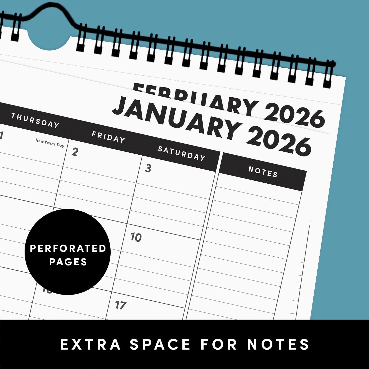 PAPERAGE 2026 Calendar, 12 Months (January 2026 – Small 2026, Raspberry