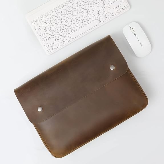 Spacious Leather File Organizer & Document Holder, A5 Binder, Laptop Sleeve for