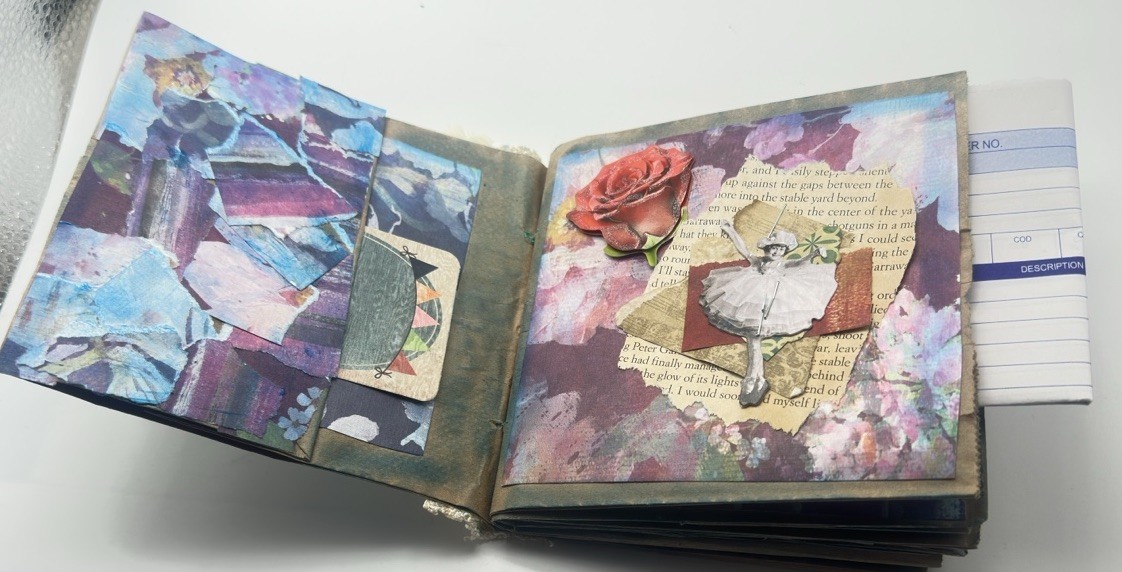 Hand Made Junk Journal 6×5 Inches Memories Themed Medium Is Brown Paper Bags