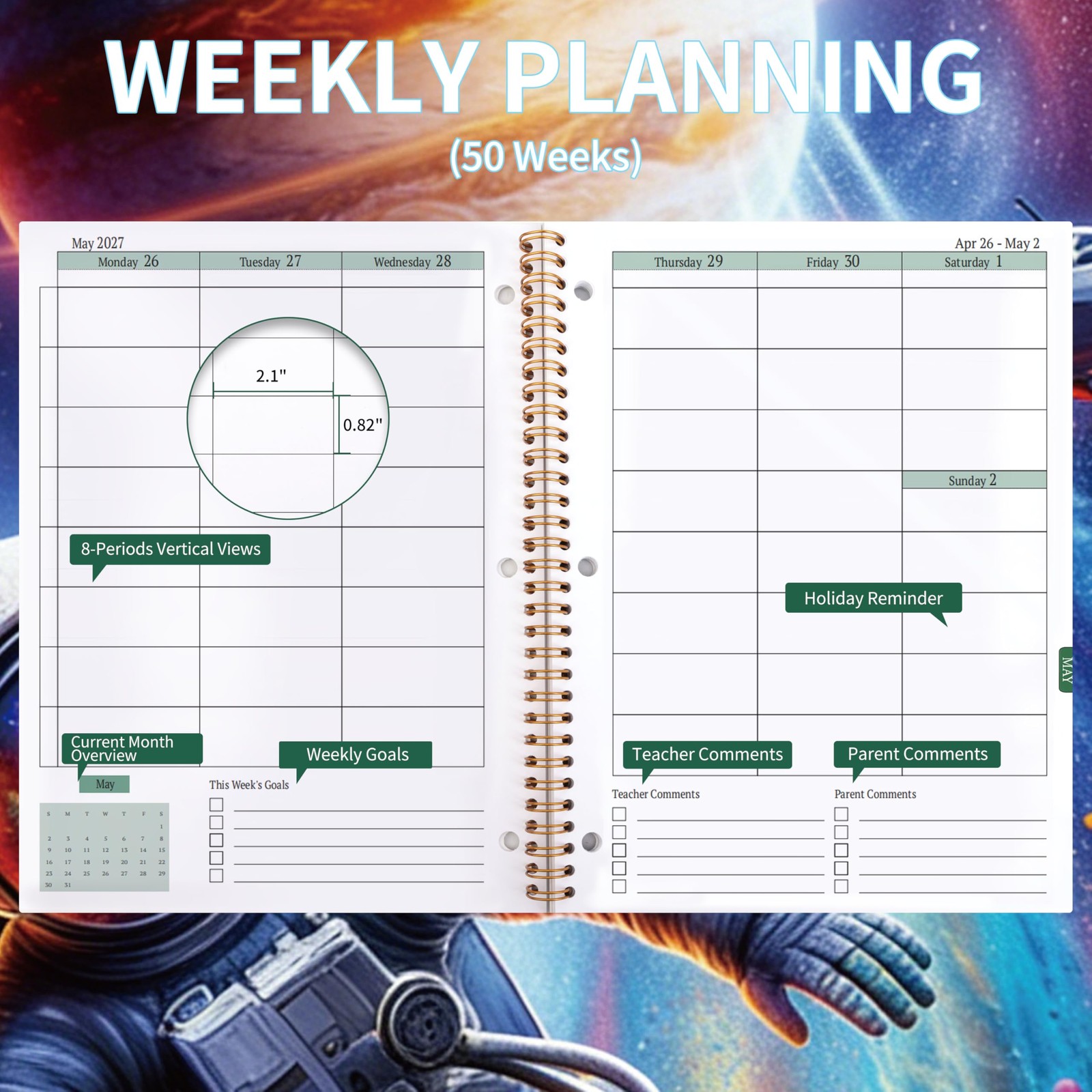 Student Planner 2026-2027 – Monthly and Weekly 8.2″ X 10.7″, Multicolor