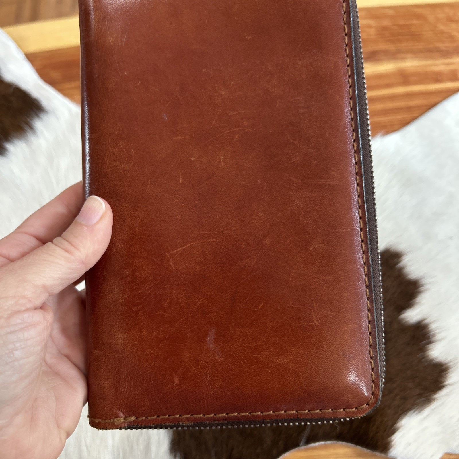 Vintage Planner Organizer Binder Leather Brown
