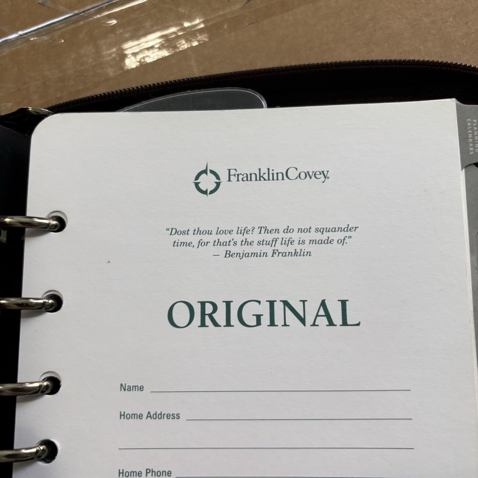 Vintage Franklin Covey 7 Ring Full Grain Italian Leather Classic Brown Planner